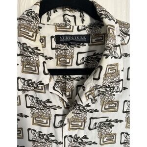 Structure Classic Men's Hawaiian Floral Camp Style Shirt   Size L